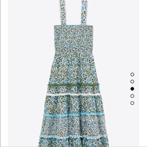Zara Floral Print Tiered midi dress